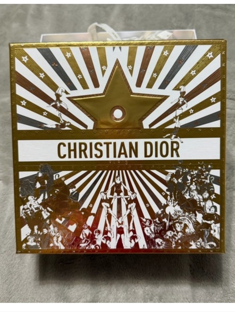 Dior White and Gold Star Motif Cosmetic Case